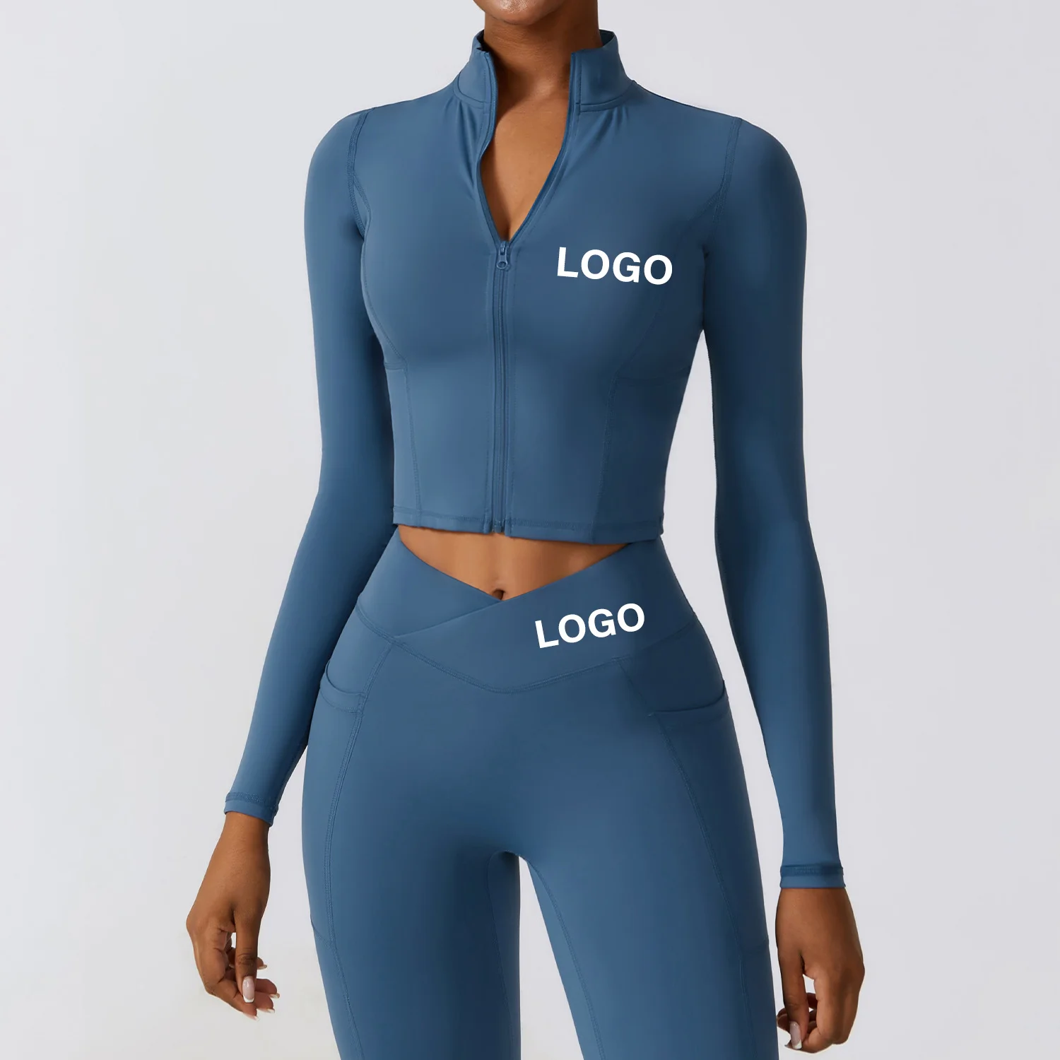 Wholesale Yoga Coat Training Clothes For Women Stand Collar Zip Up Sleeve Sports Jacket Sport Outfit Jogging Gym Top