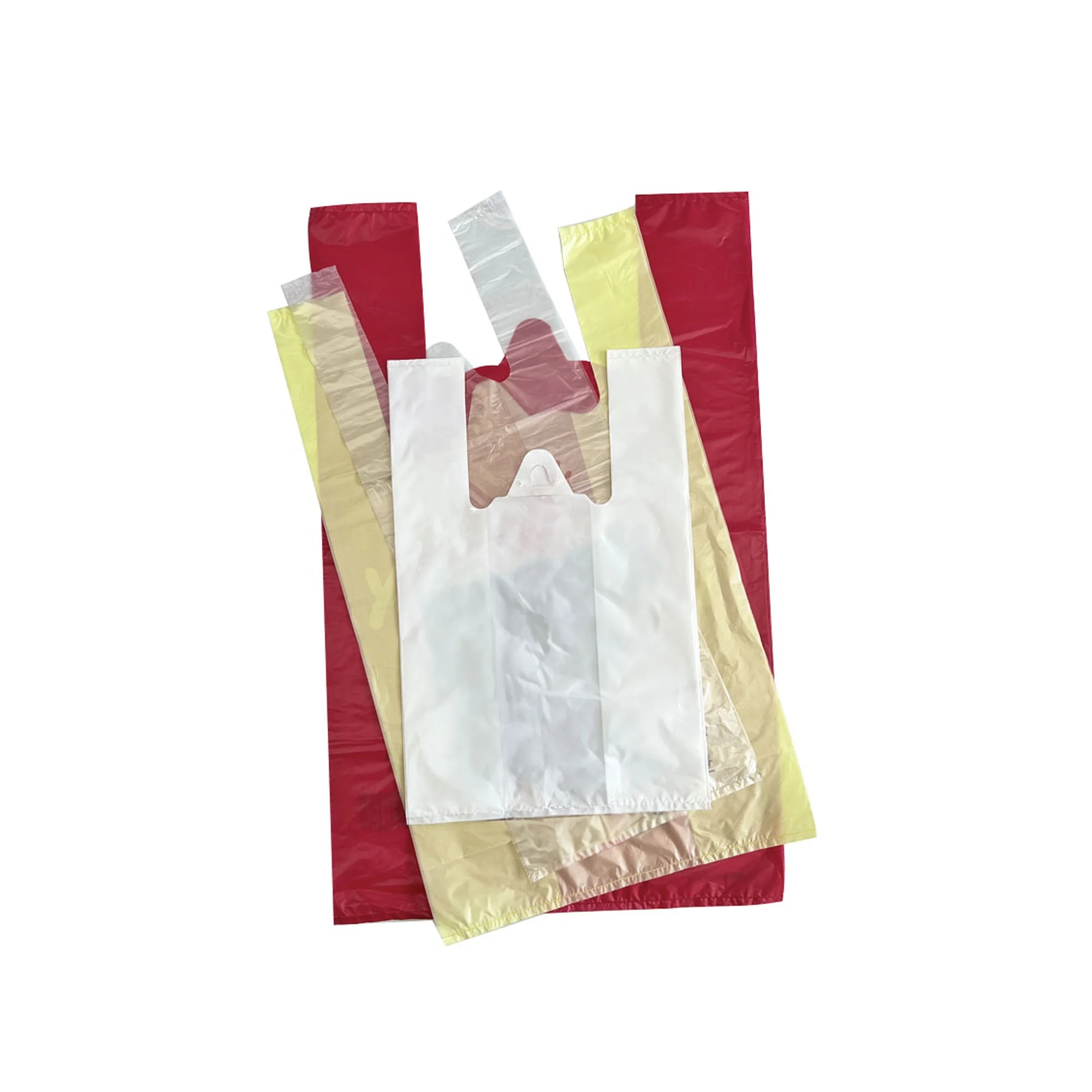 T-shirt Carrier Bag Packaging Customized Sizes Shopping Handle Bags with Bellow Economic hdpe ldpe mdpe t-shirt Plastic Bags