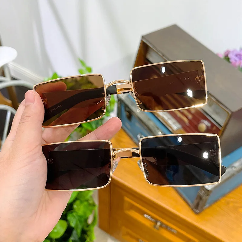 Unisex Retro Eyewear uv400 INS Metal Square European And American Sun glasses Rectangle Fashion visor sunglasses wholesale