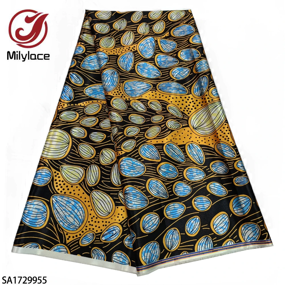 Wholesale Kente Design Polyester African Wax Print Satin Fabric For Dress