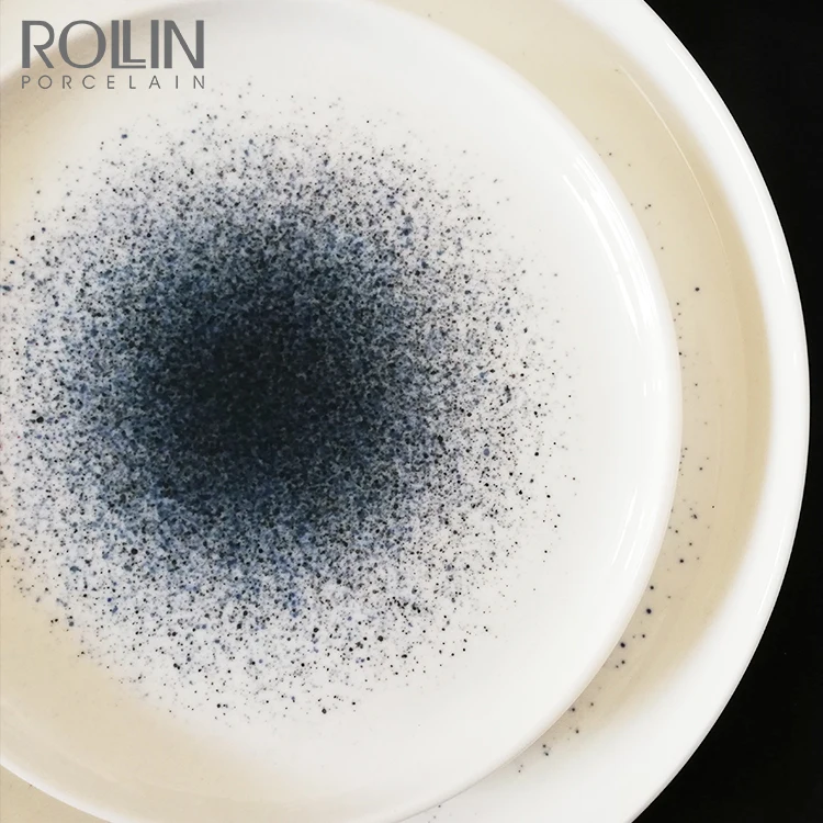 Coffee shop 8 inch white round decal printing modern plates