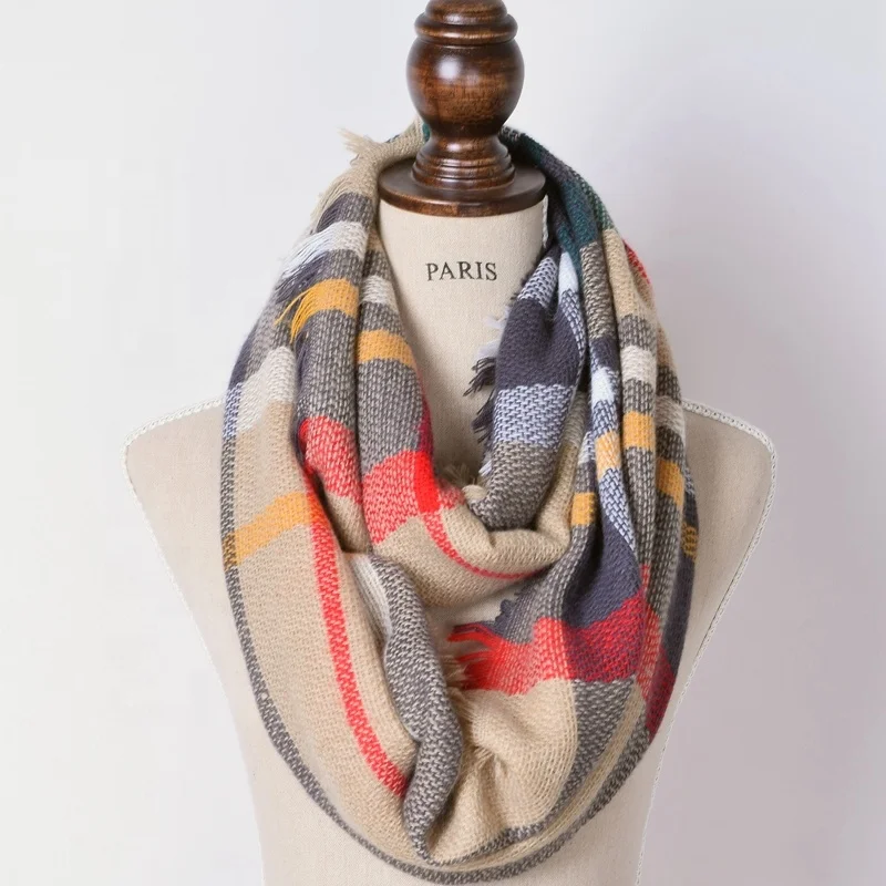 72 цвета Зимний шикарный вязаный акриловый женский клетчатый шарф без ограничений бандана Новый клетчатый шарф-повязка в клетку Красного буйвола