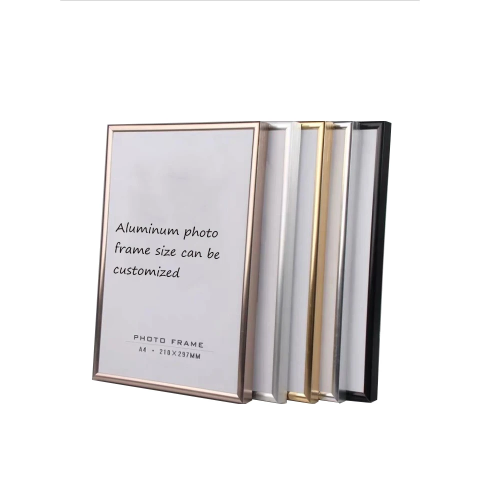wholesale 2020 Hot selling metal photo frame golden silver black metal aluminium plated photo picture frame A1 A2 A3 A4 40x60x90