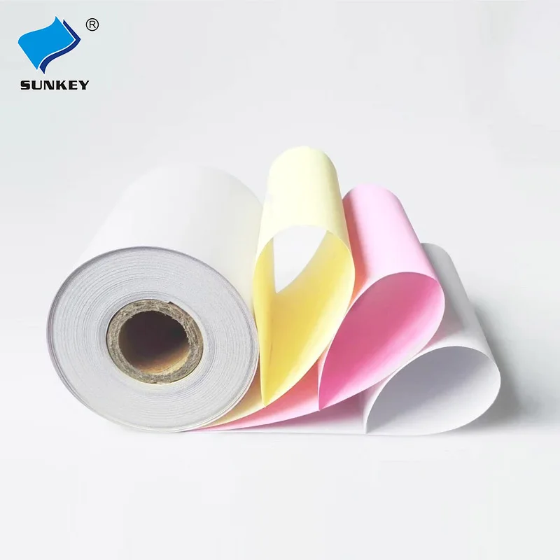 Sunkey Office Copy Paper 75x75mm 75x60mm Ncr Carbonless Continuous Computer Printing Invoice Paper Ream Roll 3plys In Sheets