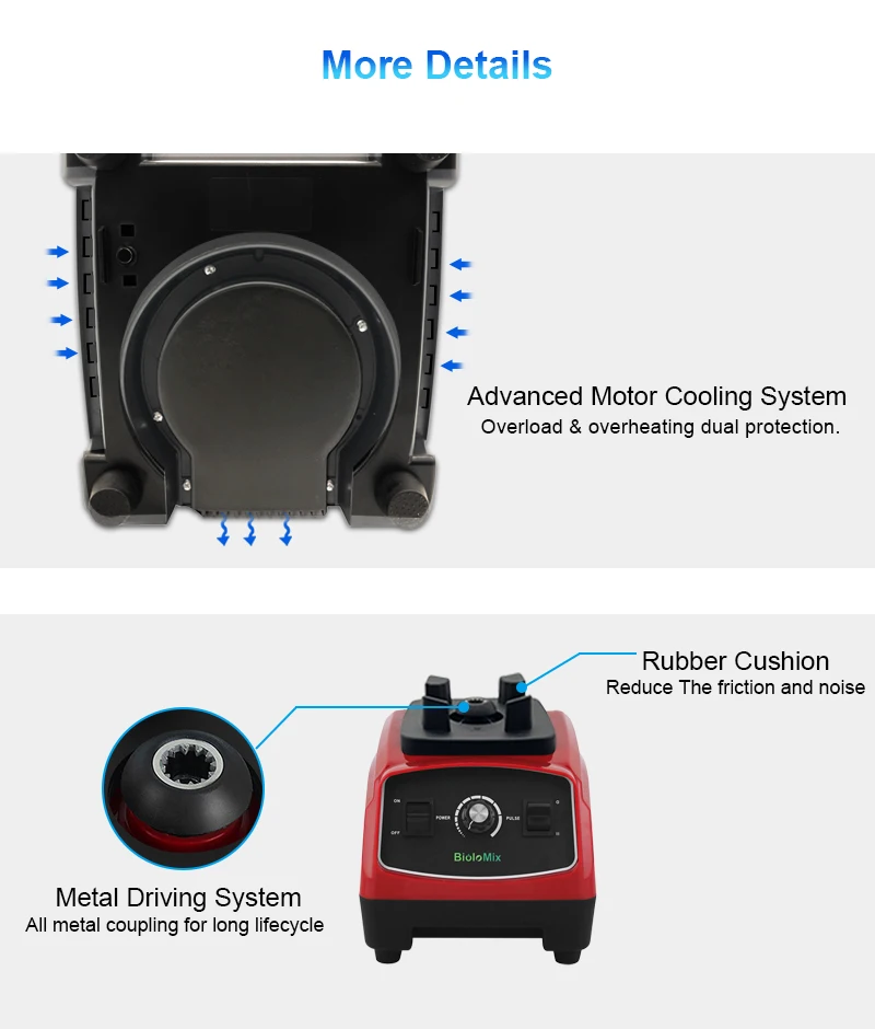 Customize Nutrimax BPA Free Heavy Duty Commercial Grade Blender Mixer Juicer High Power Food Processor For Ice Smoothie Fruits