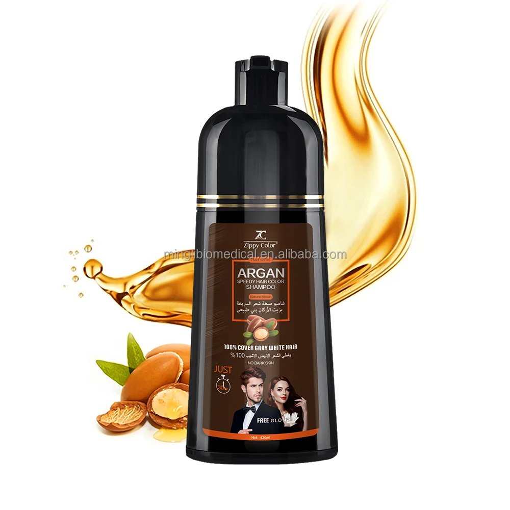 Magic Natural Brown Hair Color Shampoo with Argan Oil OEM & ODM Private Label Hair Dye Shampoo Free Sample Tinte Cabello Color