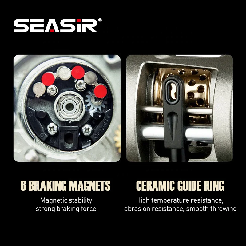 2023 SEASIR JH 9+1 Bearings 6 Braking Magnets Light Weight Durable Smooth All Metal Brass Main Gear Long-Distance Drum Bait Reel