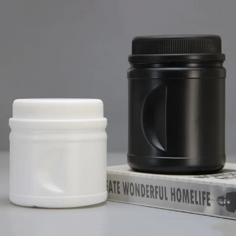 Customization Label Black Portable plastic protein powder container with lid