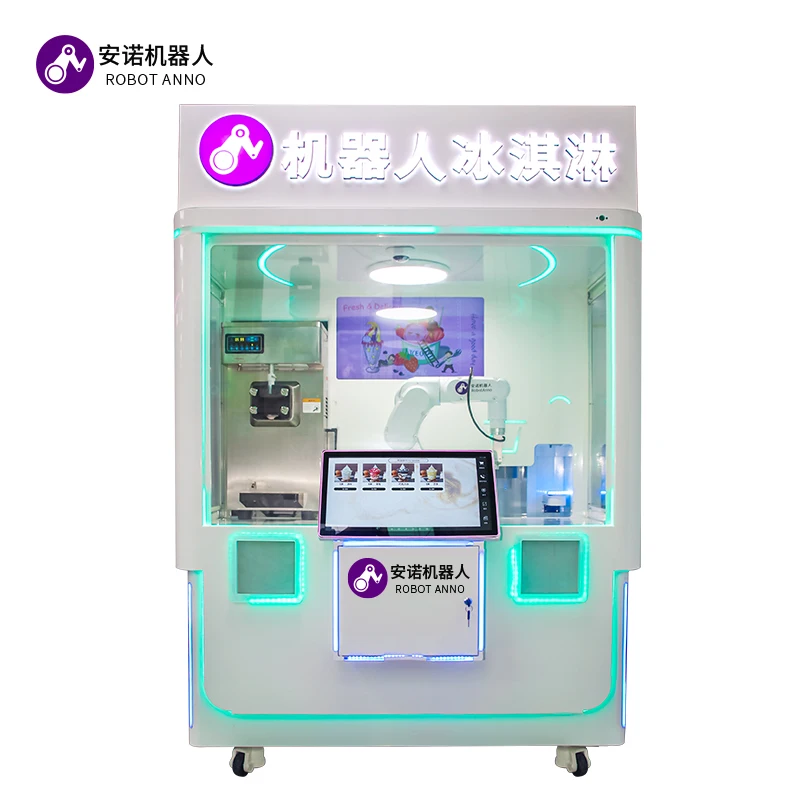 Customized 24-Hour Self-Service Smart Fully Automatic Robot Ice Cream Maker Sundae Ice Cream Vending Machine Kiosk ODM/OEM