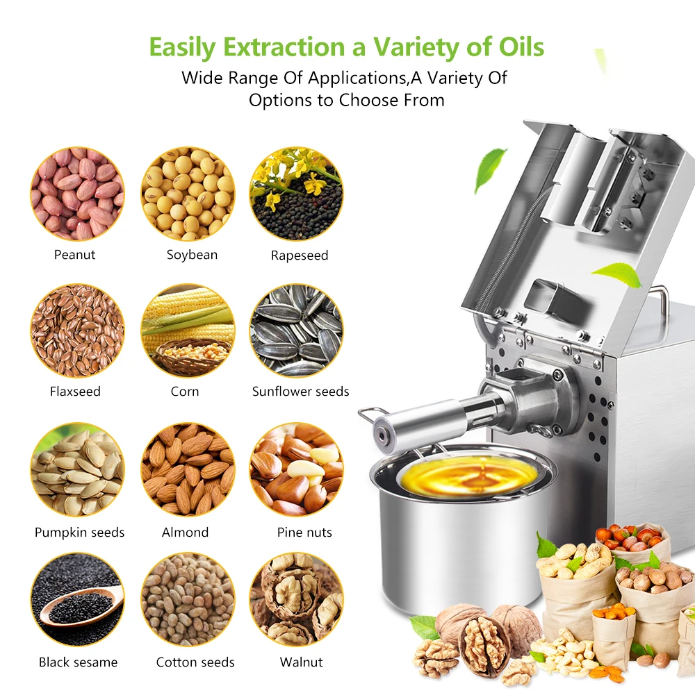 BioloMix New Stainless Steel Oil Press Machine Commercial Home Extractor Expeller Presser 110V or 220V