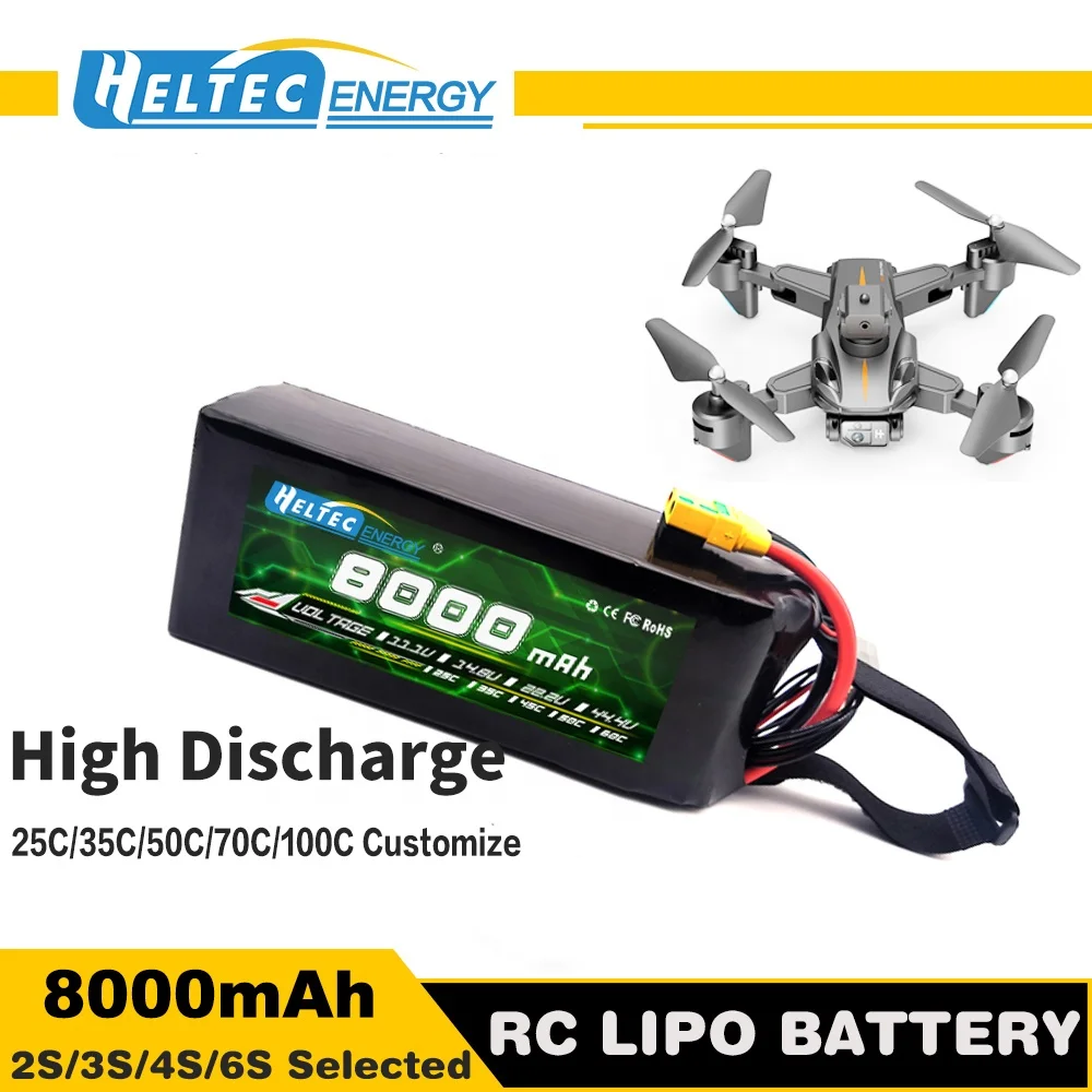 HeltecEnergy  3.7V Drone Battery Long cycle UAV battery 35C 6S 22.2V 8000mAh7000mAh 6000mAh Lithium cobalt oxide battery