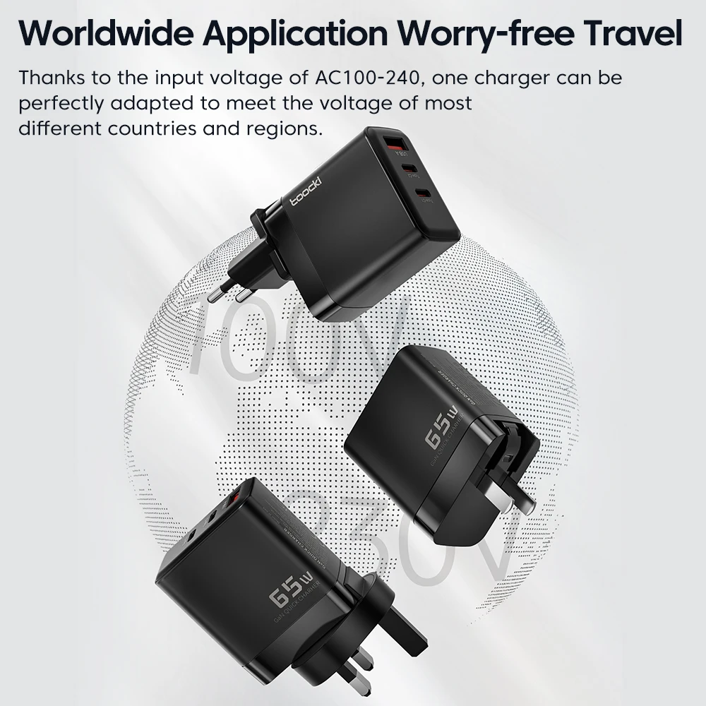 Toocki 65W gallium nltride travel charger the charger high power one is enough