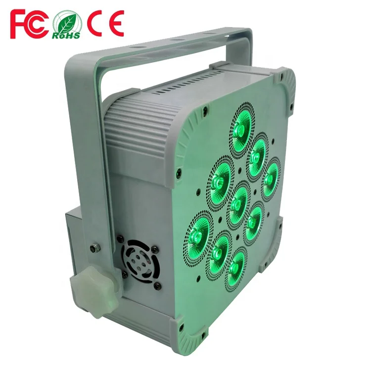 Hexa Mobile Stage DJ Infrared Remote (IR) Control 9x18W RGBWA+UV 6IN1 LED Wireless Battery Powered Mega Flat Par Can Wash Light