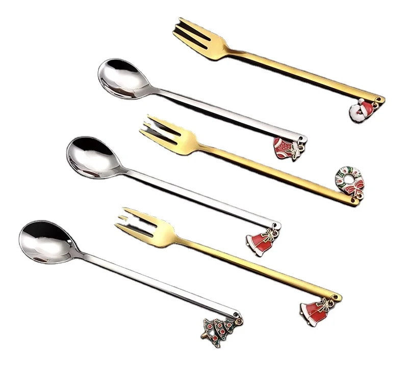 catlery set spoon fork knife baby cooking cutlery gold colourful tea spoon stainless steel cutlery set