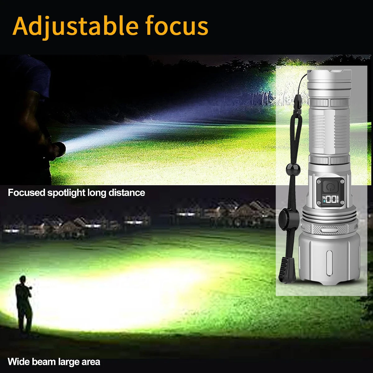 Super Bright LED Flashlights, High Lumens Rechargeable 4 Modes Long-range White Laser Strong Light with Gift Box for Emergency