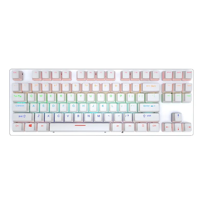 Newest Computer Keyboard Colorful LED Backlit 87 Keys RGB Gaming Mechanical Keyboard