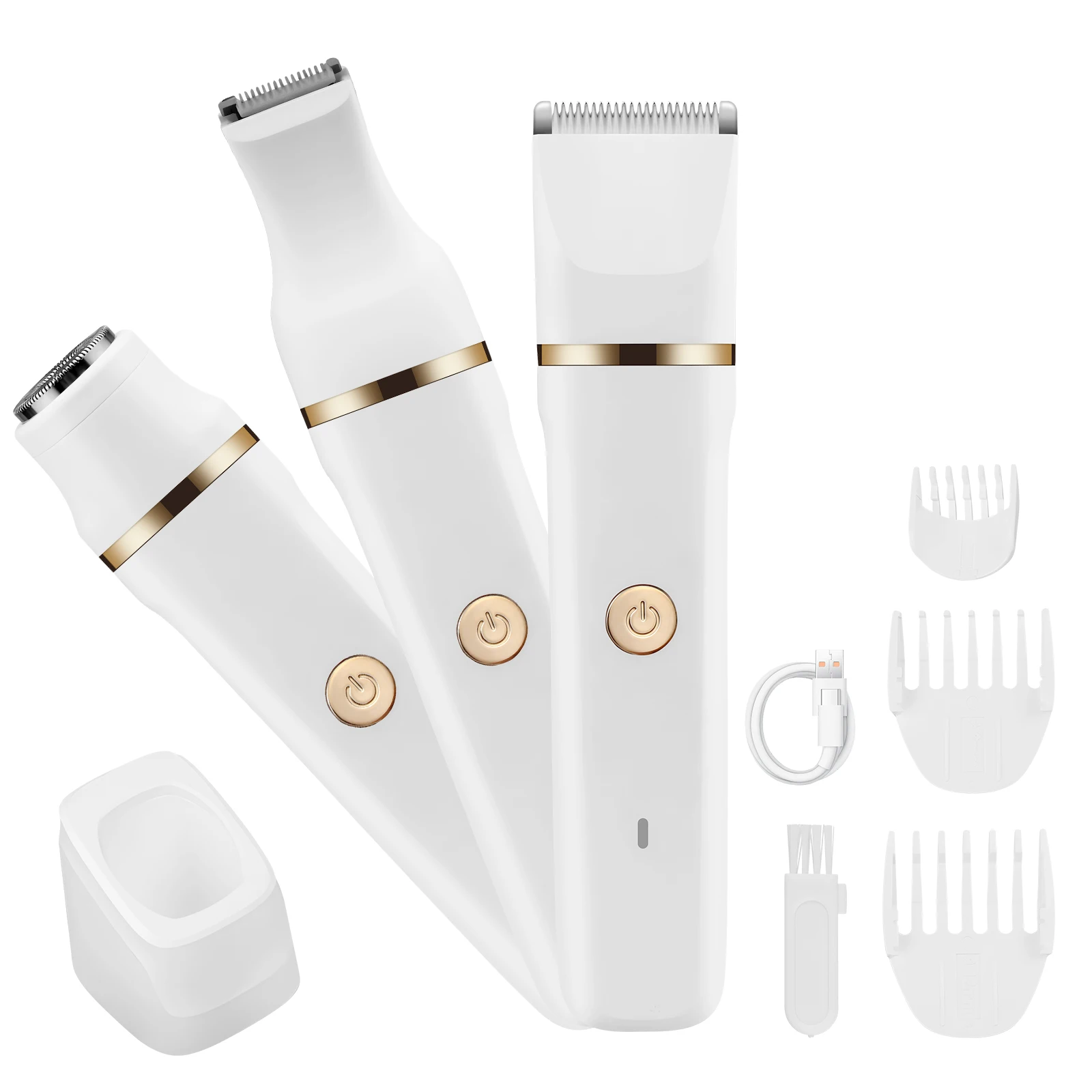 Rechargeable Waterproof Electric Bikini Trimmer Pubic Hair Razors Nose for Women 4 in 1 Electric Shaver Facial Hair Remover