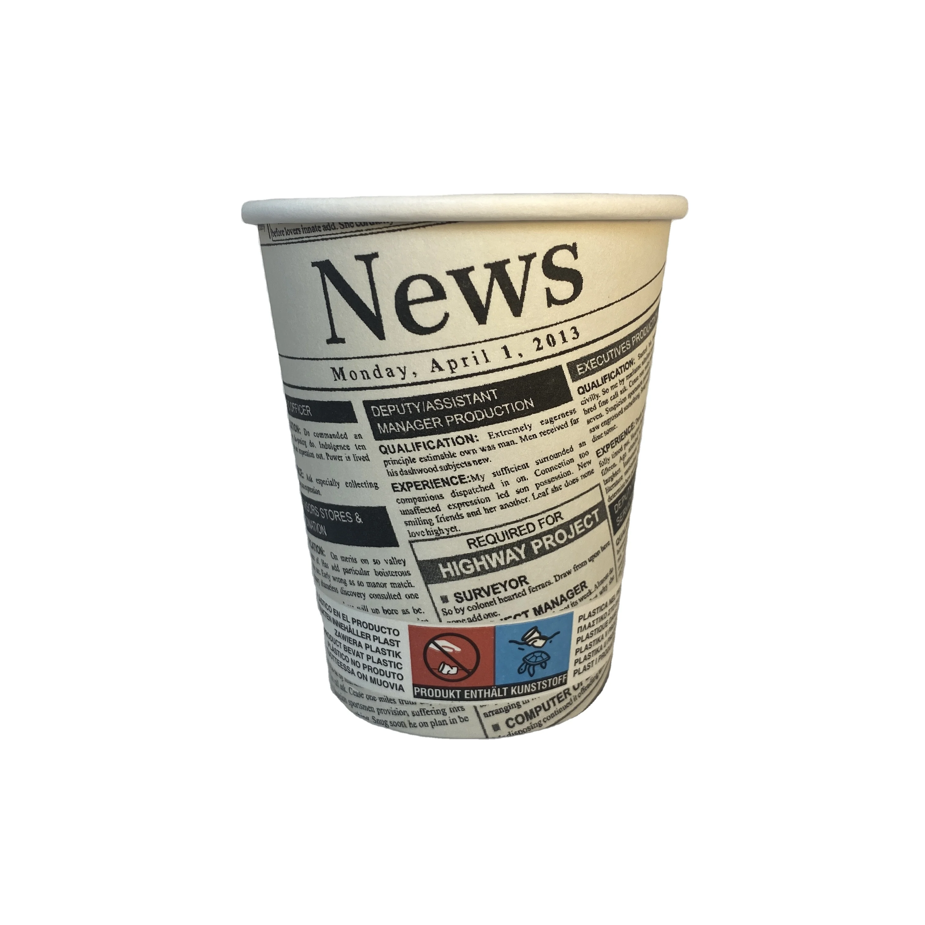 Индивидуальные чашки для холодного кофе с одной стенкой, бумажные чашки с принтом для горячих напитков