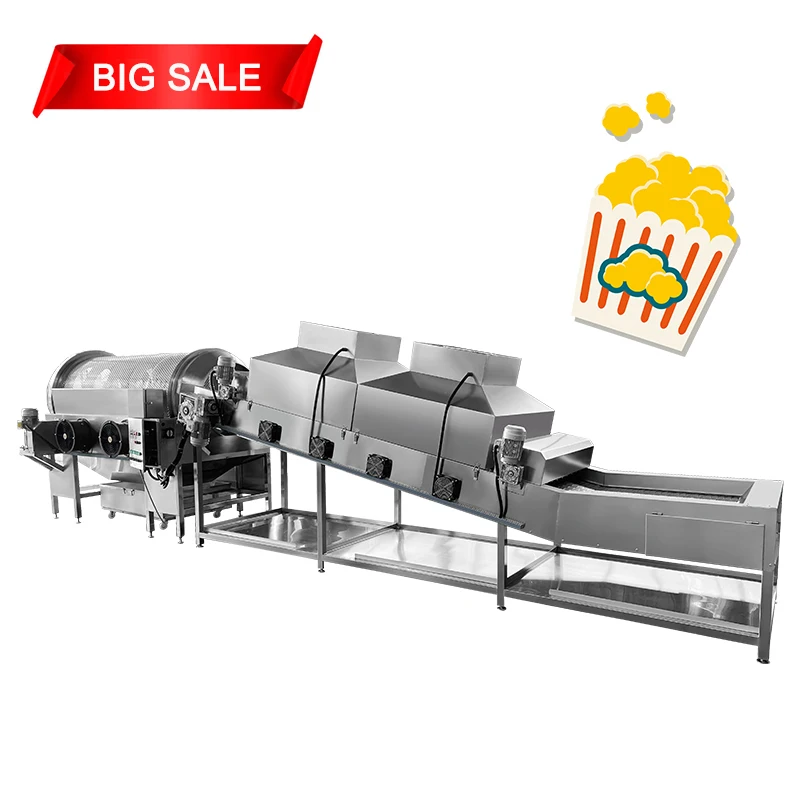Automatic Industrial Large Capacity Commercial Mushroom Popcorn Making Machine Caramel Popcorn Machine Popcorn Production Line