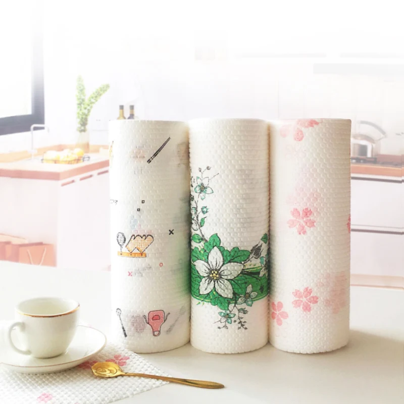 Disposable kitchen towel roll 20*30cm piece125g roll 50piece roll Reusable Non Woven Cloths the lazy rag (1600245052978)