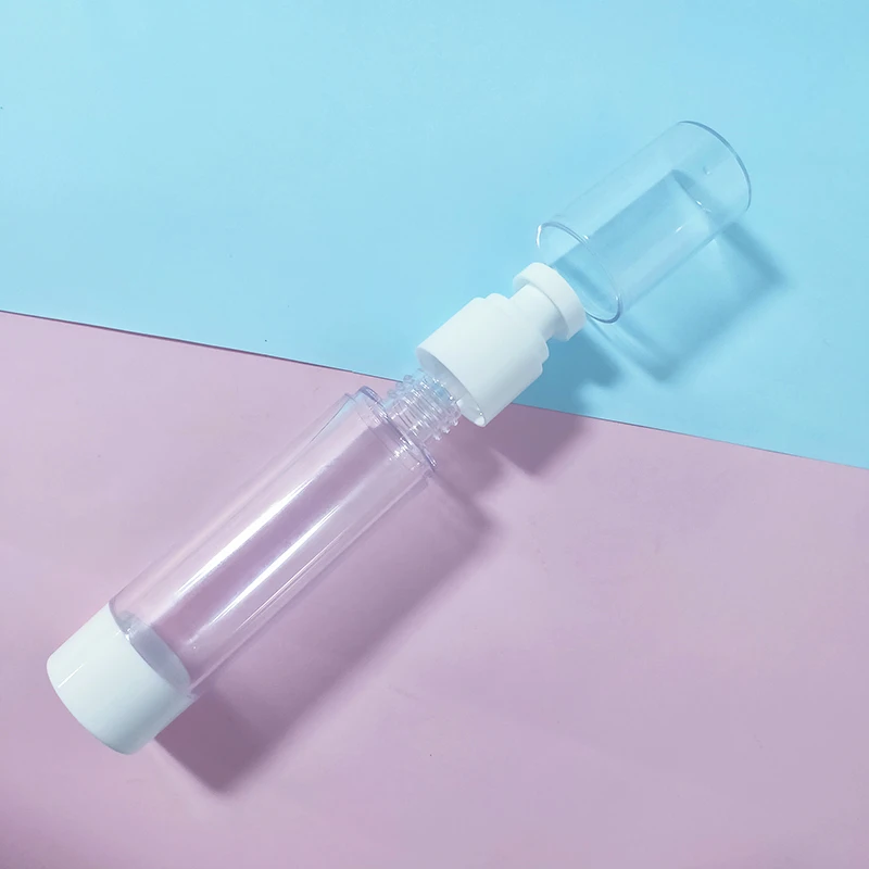 
Eco friendly refillable Cosmetic clear transparent white vacuum cream oil bottle custom color 30ml airless pump bottle 