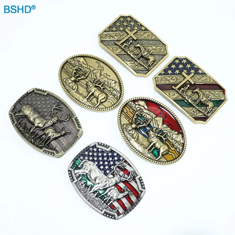 Manufacturer Promotion No Minimum Metal Belt Buckles Antique Plated Logo 3d Punk Bulk Cheap Custom Western Cowboy Belt Buckle