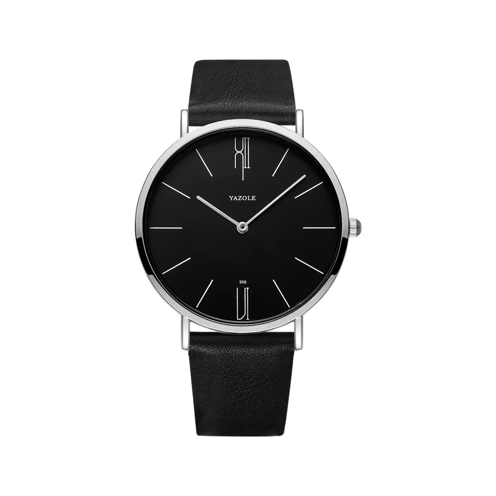 YAZOLE Watch For Men Fashion Quartz Wristwatches Ultra-thin Watch With Leather Strap Casual Simple Men Waterproof Watches