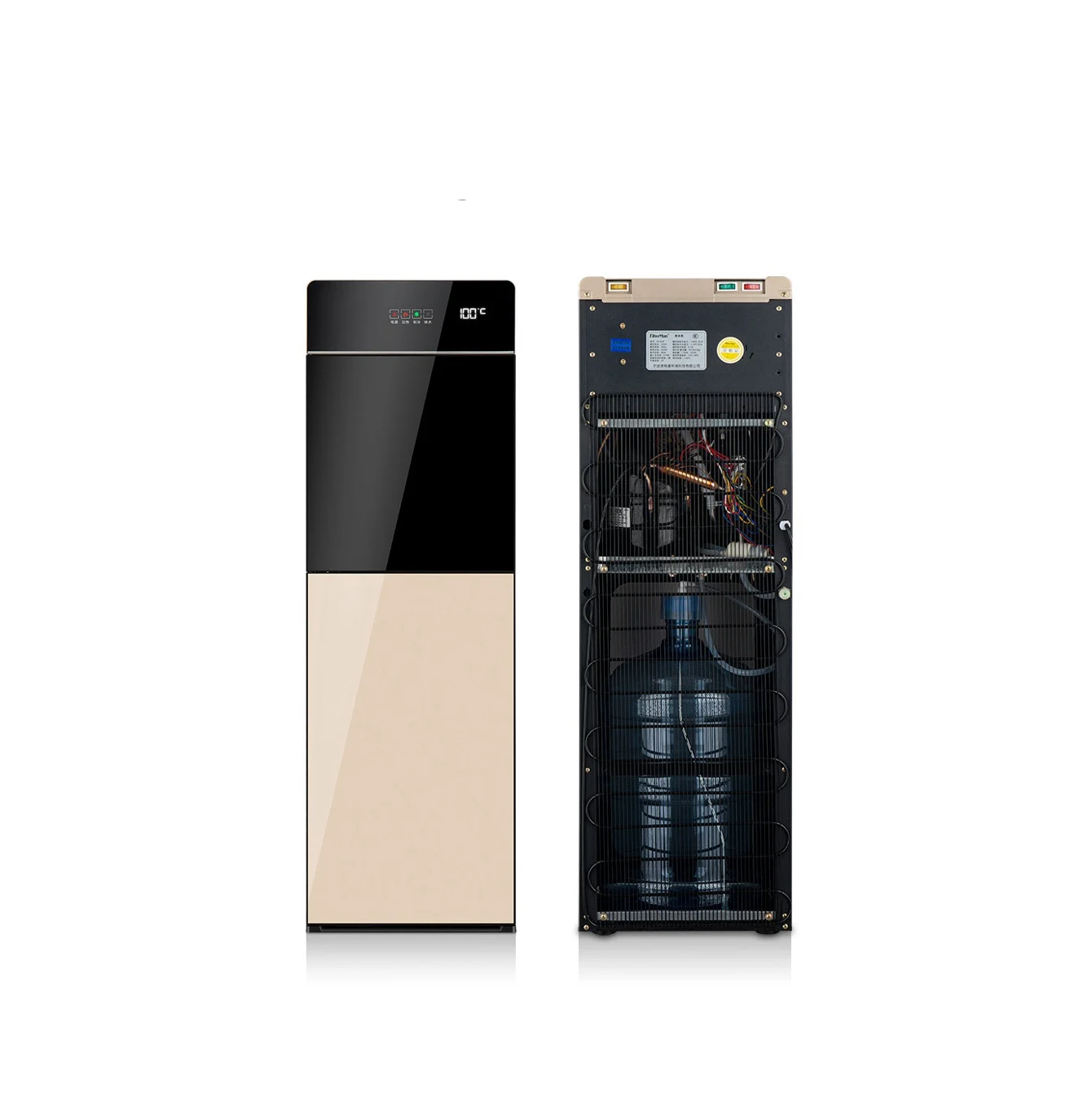 Three Taps Hot and Cold Drinking Water Dispenser Filter with Storage Cabinet