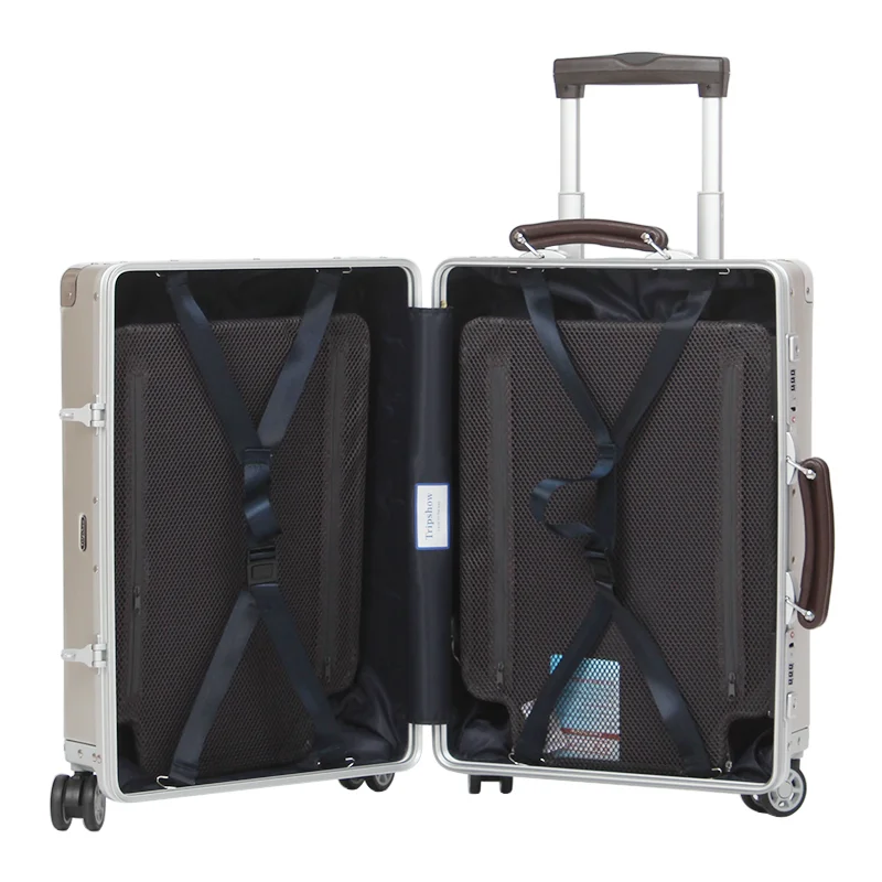 Factory Direct Different Size Aluminum Leather Handle Luggage Bags Cases Suitcase