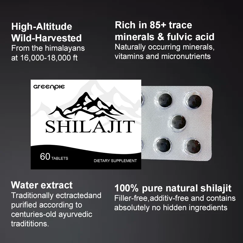 Greenple SHILAJT Tablets Dietay Supplement Owned Factory Technical Maturity Pure Himalayan Shilajeet Fulvic Acid
