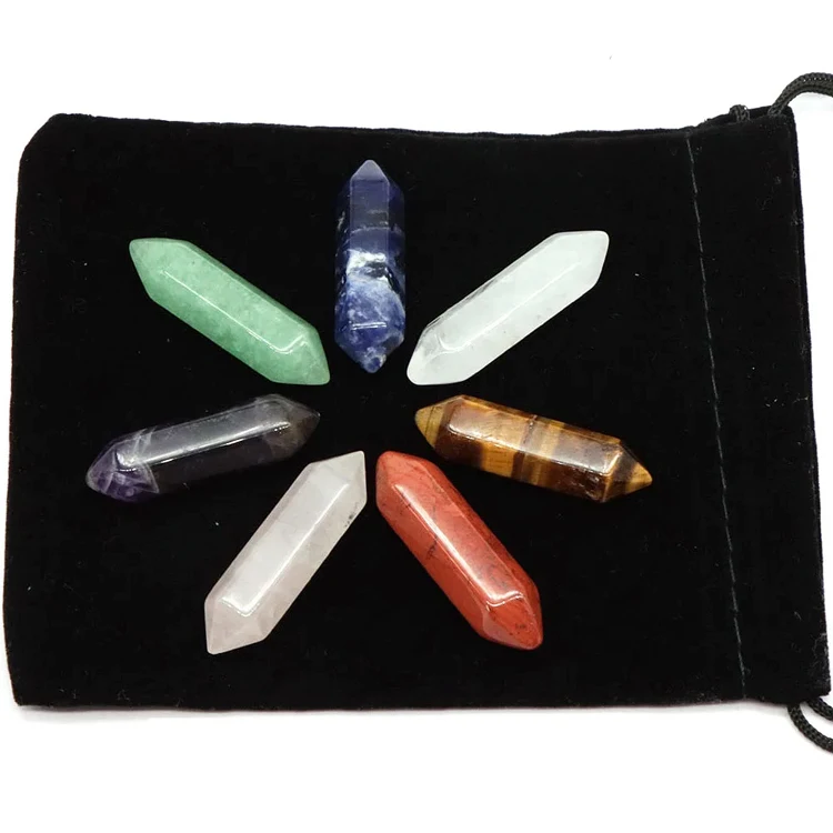 New Arrival Rough Gravel Crystal Meditation Healing Palm Stones Seven Chakra Crystal Tumbled Stone Box Reiki Set