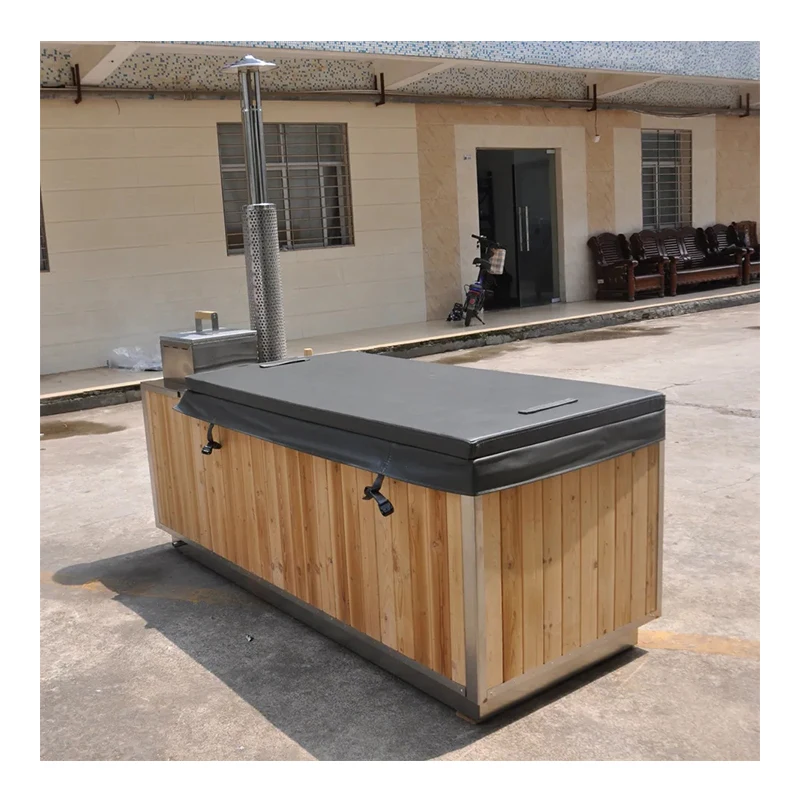 Popular 2-3 Person Size Outdoor Red Cedar Wood Stove Wooden Hot Tub For Sale