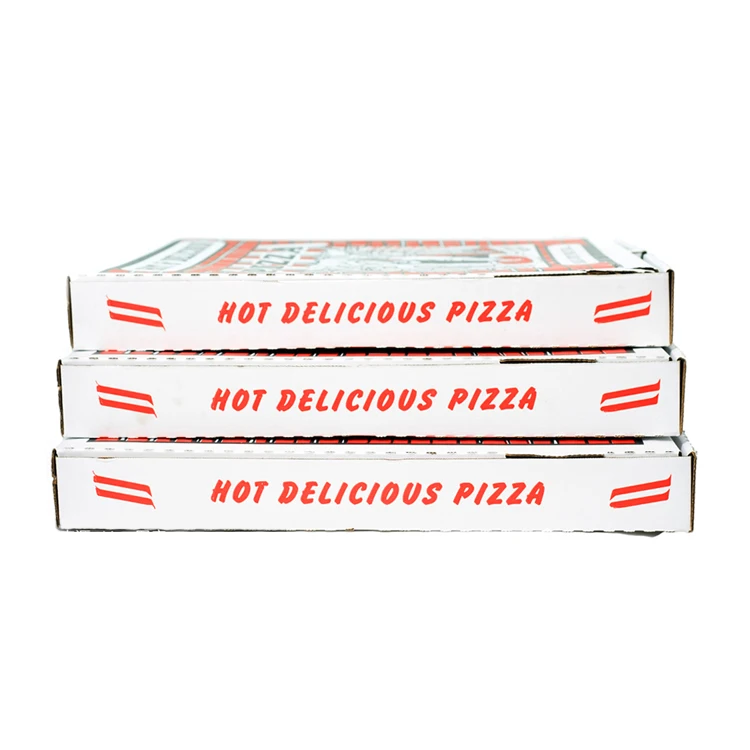 Custom print label pizza box white corrugated paper biodegradable 10 11 12 14 16 inches pizza packaging delivery boxes