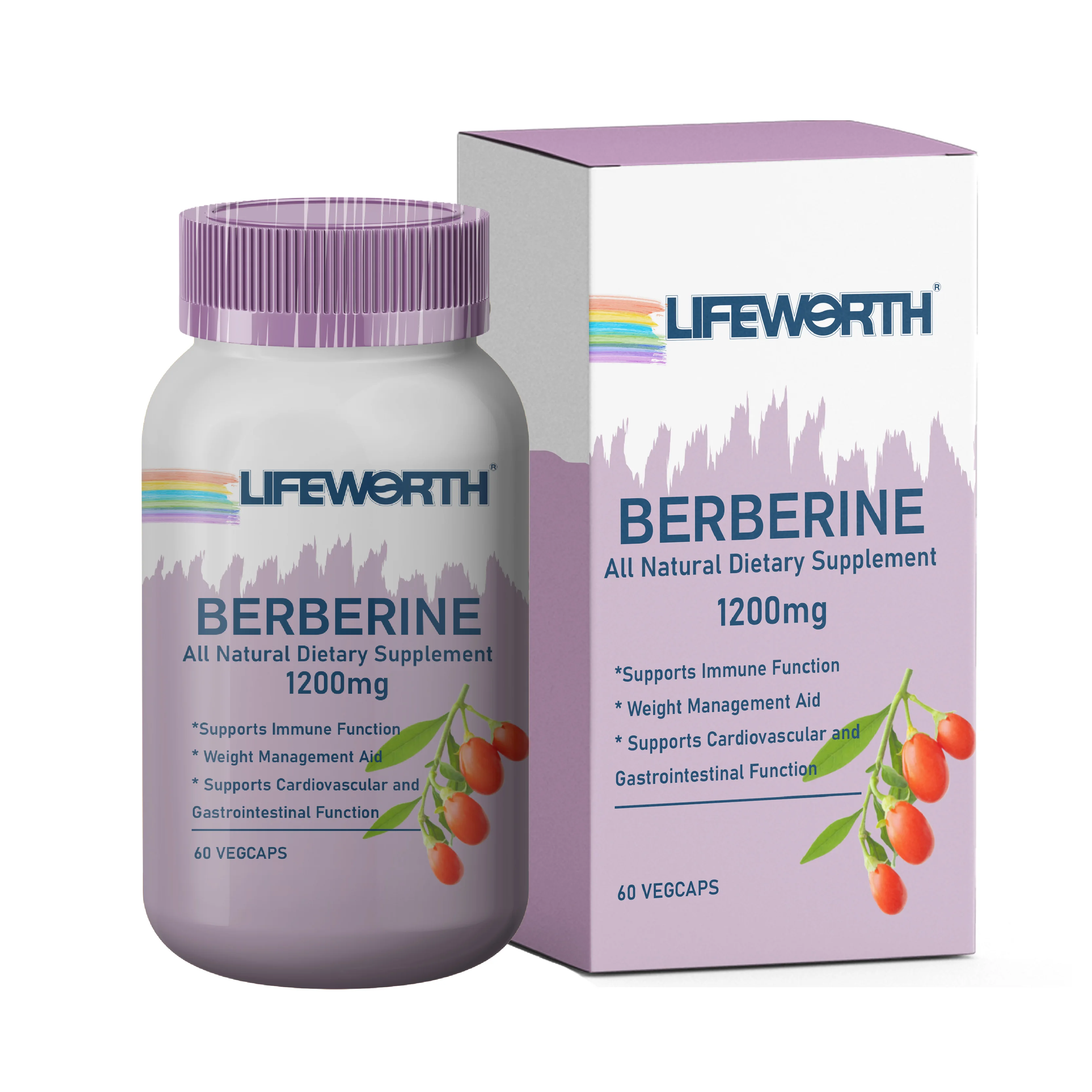 LIFEWORTH private label berberine 98% high strength berberine hcl 500mg capsules supplements Speed up glucose metabolism blood s