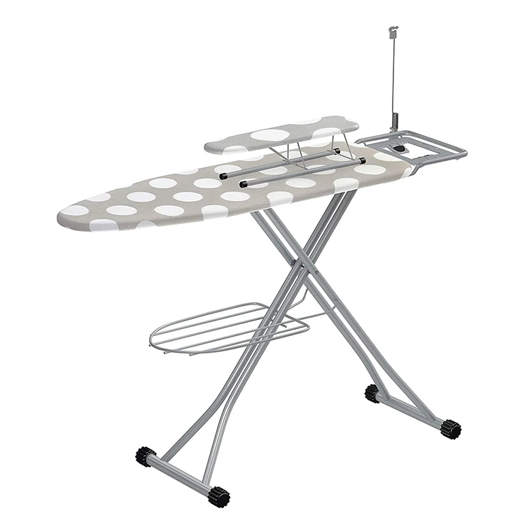 Ironing Board with Iron Rest All-Iron Frame and Silver Metallic Cover for Faster Ironing