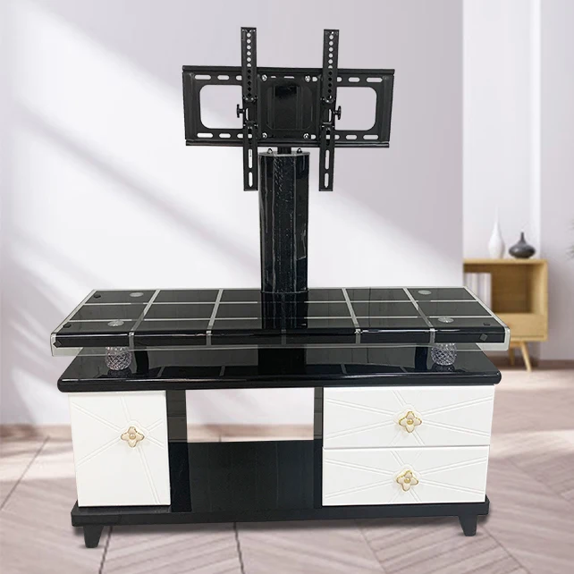 Новый ТВ-стол из закаленного стекла, простой модный ТВ-шкаф с выдвижным ящиком