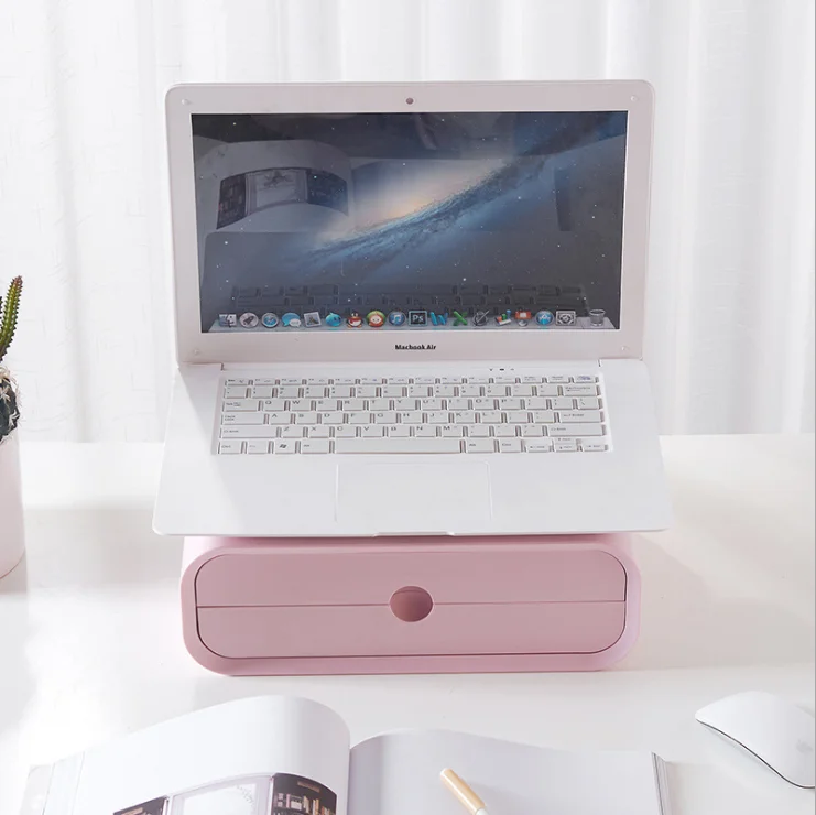 
Multifunctional 2 Colors Plastic Home Office Desk Organizer Cube Storage Shelf Computer Stand Storage Holders Racks With Drawer 