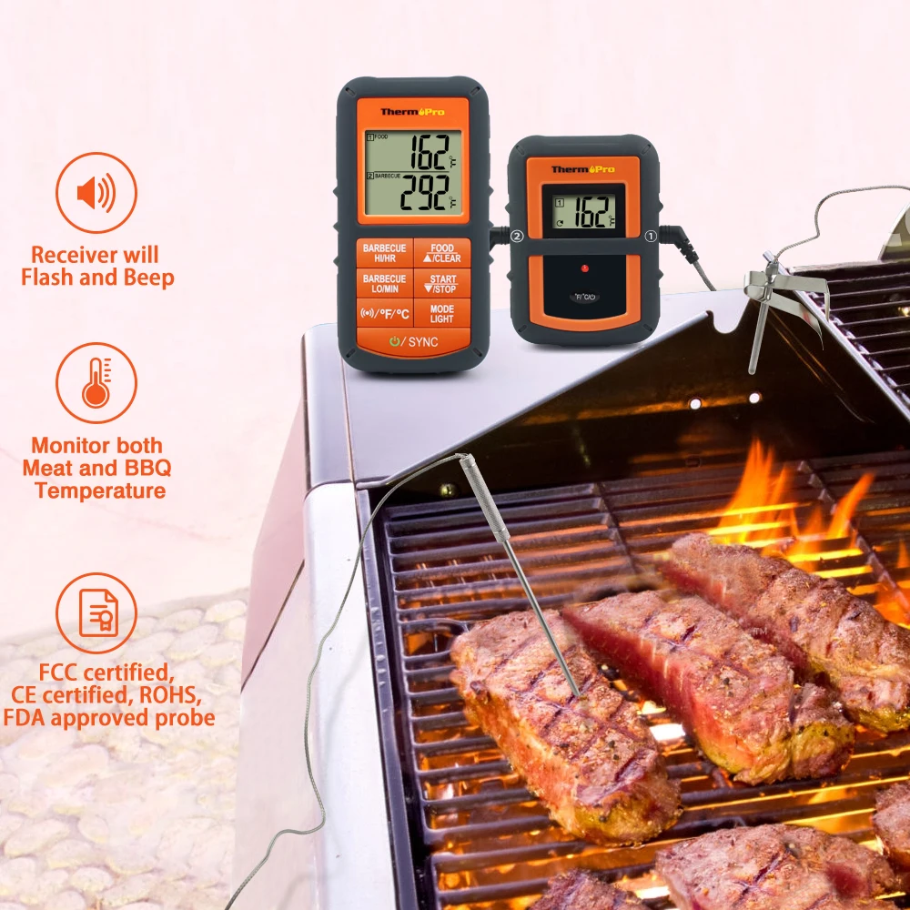 ThermoPro TP08S промышленный беспроводной цифровой термометр для духовки с