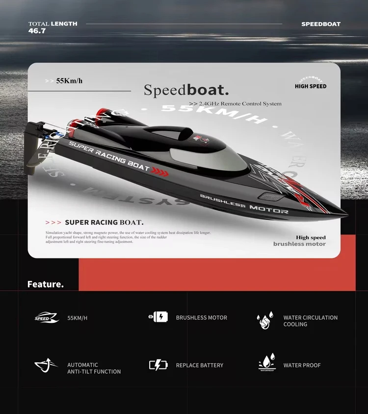 wltoys WL916 High Speed brushless motor Jet racing RC boat Capsized reset Waterproof Ship Model Electric RC Speed racing Boat