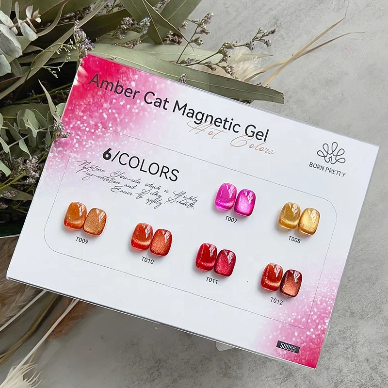 BORN PRETTY PRO Non-toxic Jelly Amber Cat Eye Magnetic Gel Polish 15ml Organic Soak Off UV LED Nail Semi Permanent Gel Varnish
