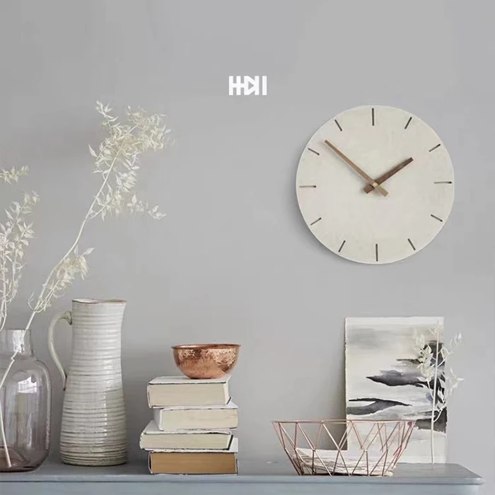 Home Decoration Simple Round Design Cement Concrete Wall Clock