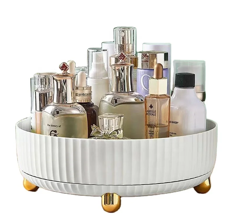 Multi-functional 360-degree rotating storage box rack shelf turntable cosmetics seasoning bottle fruit plate storage tray