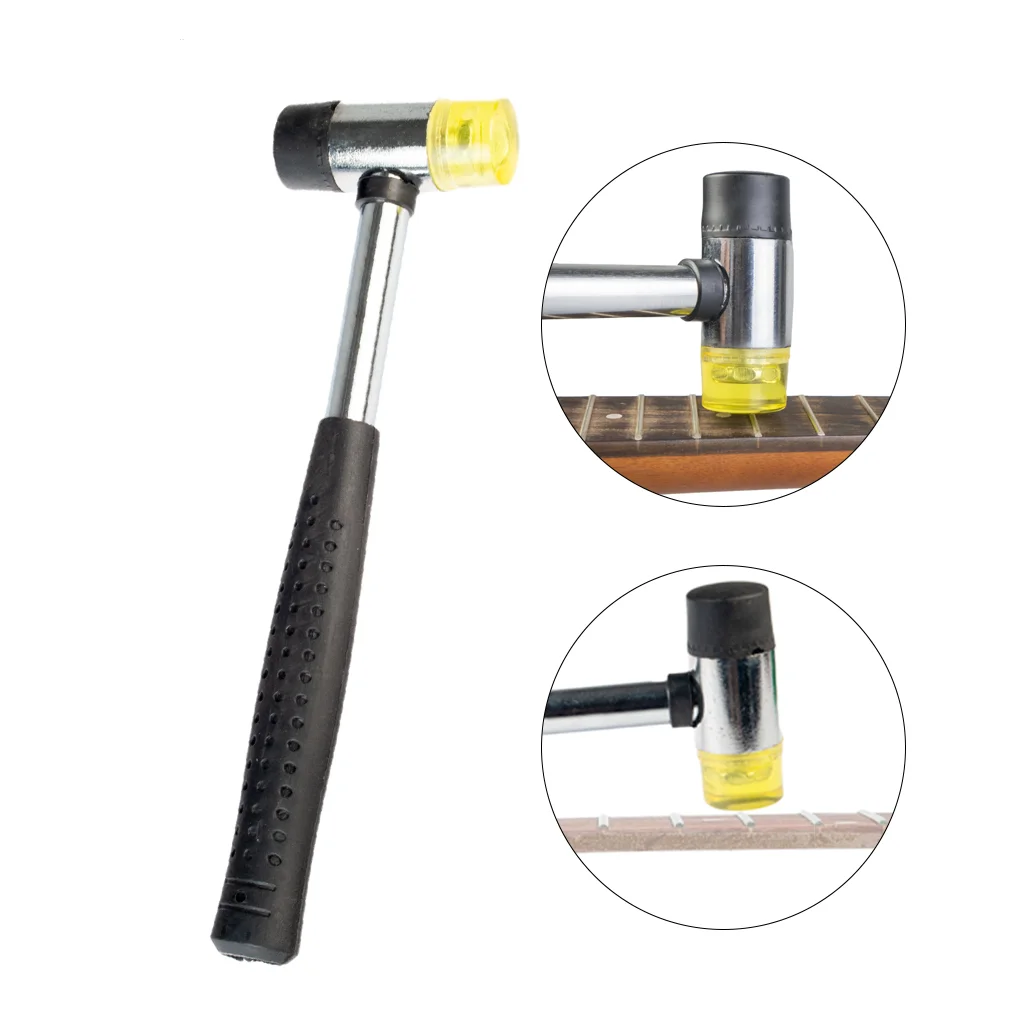 Double Headed Guitar Bass Ukulele Rubber Hammer Mallet Fret Wire Fretboard Tool With Steel Handle