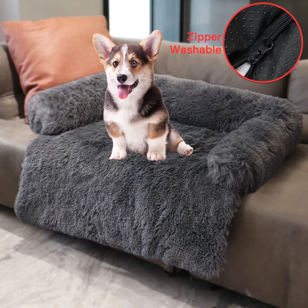 CF factory Faux Fur memory foam  Comfortable waterproof Plush protector bed removable washable Plush calming pet bed Dog Bed