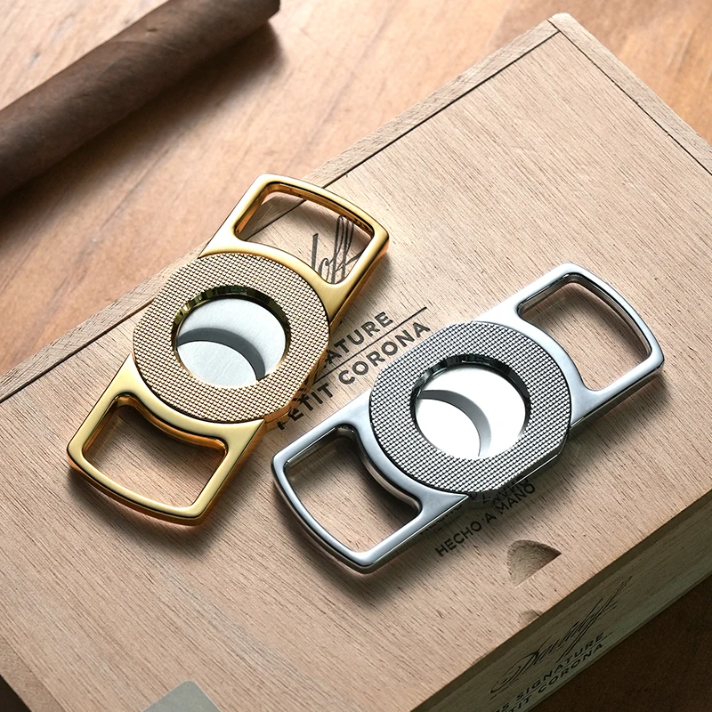Luxury Custom Logo Cigar Cutter Accessories Double-blade Stainless Steel Cigar Cutter