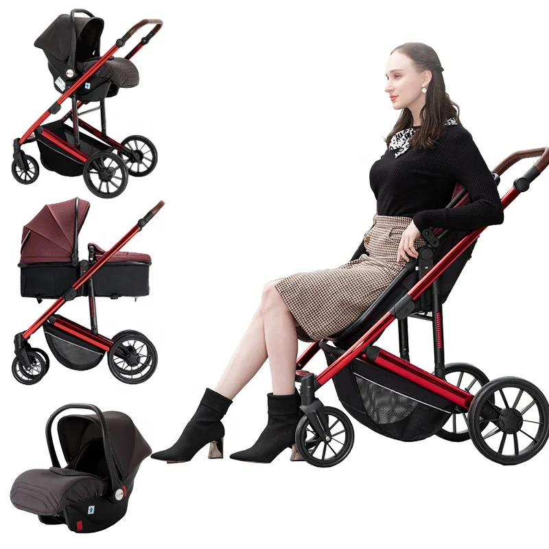 Fast Shipping Door To Door Luxury Baby Stroller 3 in 1 Folding bi-directional high stroller baby pram china