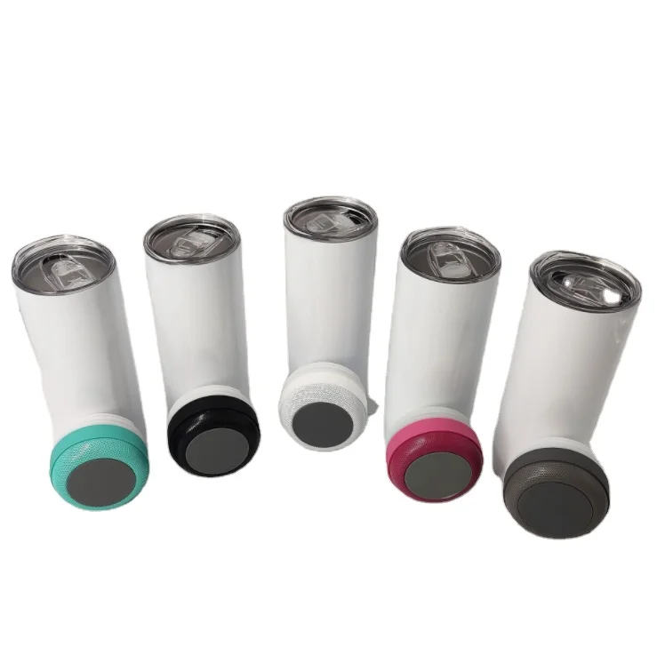 US Warehouse Smart Sublimation Blanks Wireless Music Player Water Bottle 16oz Insulated Straight Sublimation Tumbler Speaker