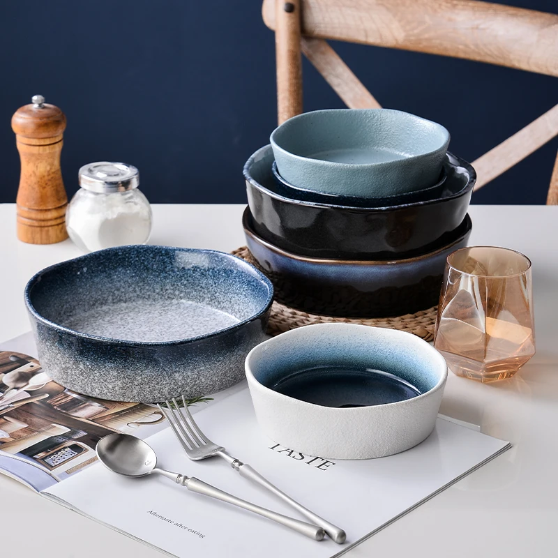 Good Quality Nordic home 6&8 Inch round creative fruit salad dessert bowl Oven personality ceramic bowl Breakfast Tableware