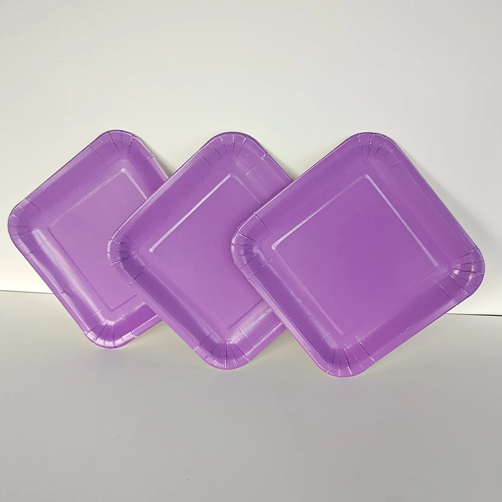 Custom printed Square colorful striped disposable Party Square paper plates