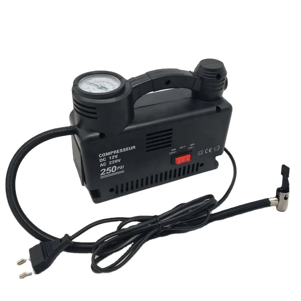 AC 220 Volt 250PSI Portable Cars Tire Inflator DC 12V Car Tyre Inflator Air Compressor Pump with LED Light